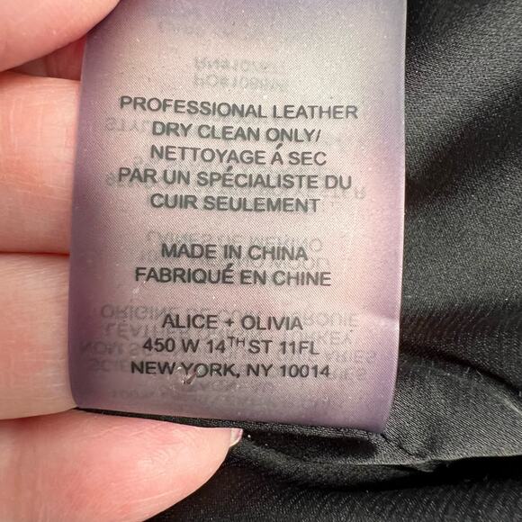 Alice + Olivia Lamb Leather Python Moto Jacket Black Asymmetrical Zip Pockets M - Picture 11 of 16